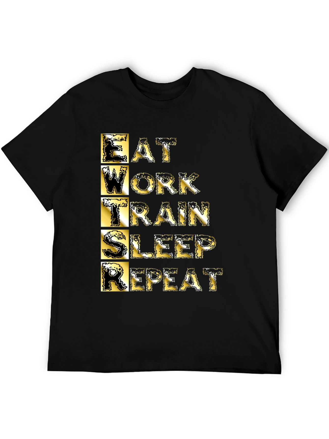 Eat Work Train Sleep Repeat Black Graphic T-Shirt
