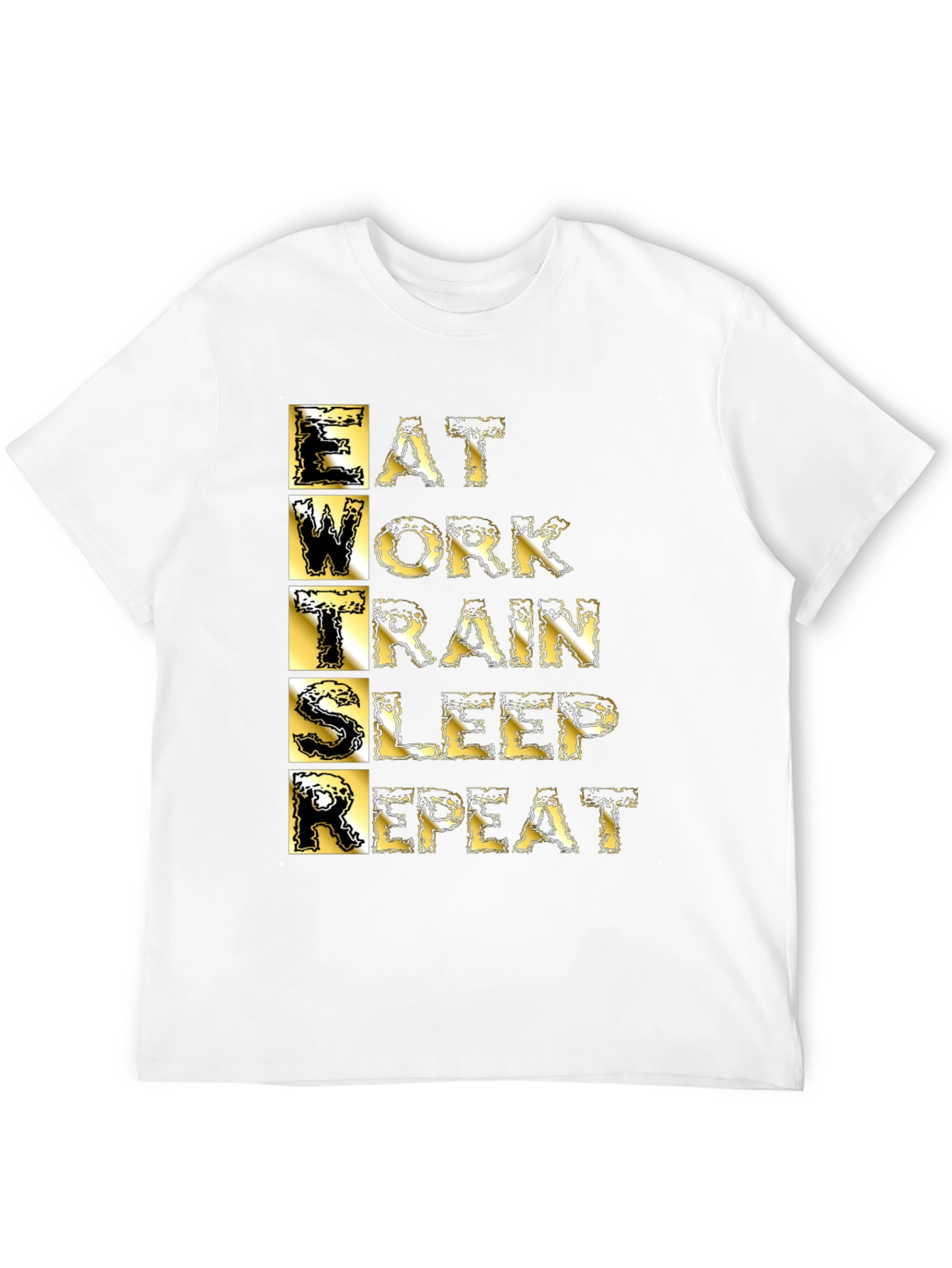 Eat Work Train Sleep Repeat Black Graphic T-Shirt