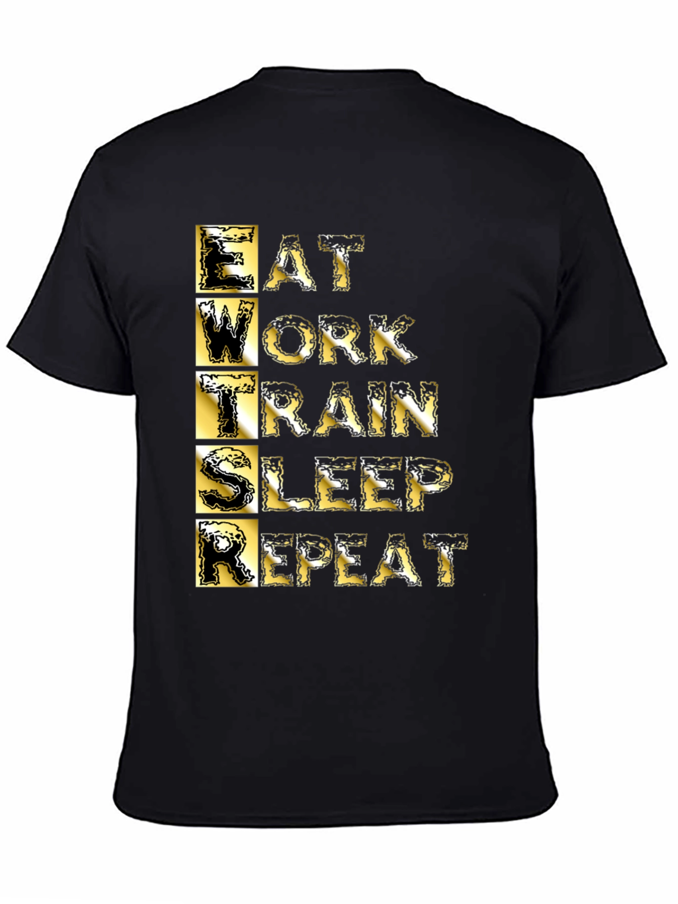 Eat Work Train Sleep Repeat Black Graphic T-Shirt