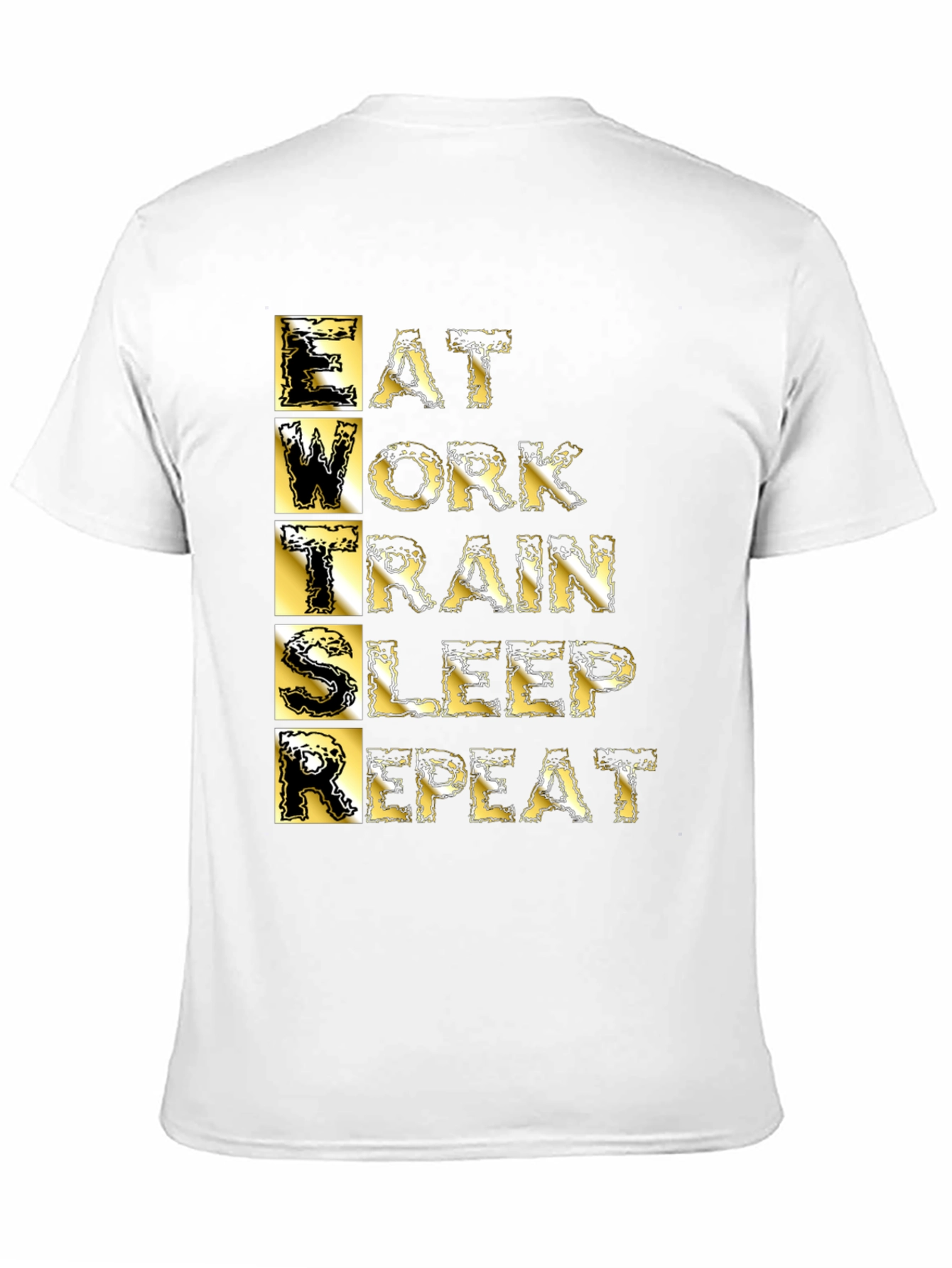 Eat Work Train Sleep Repeat Black Graphic T-Shirt