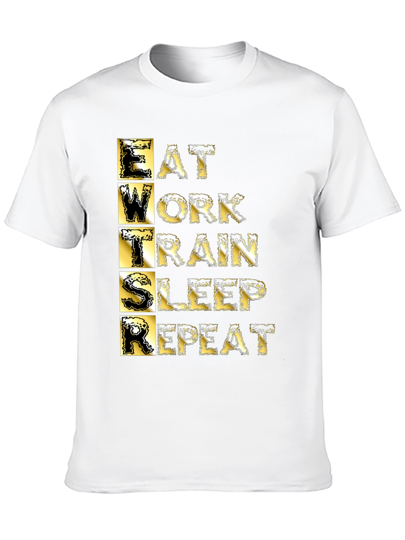 Eat Work Train Sleep Repeat Black Graphic T-Shirt