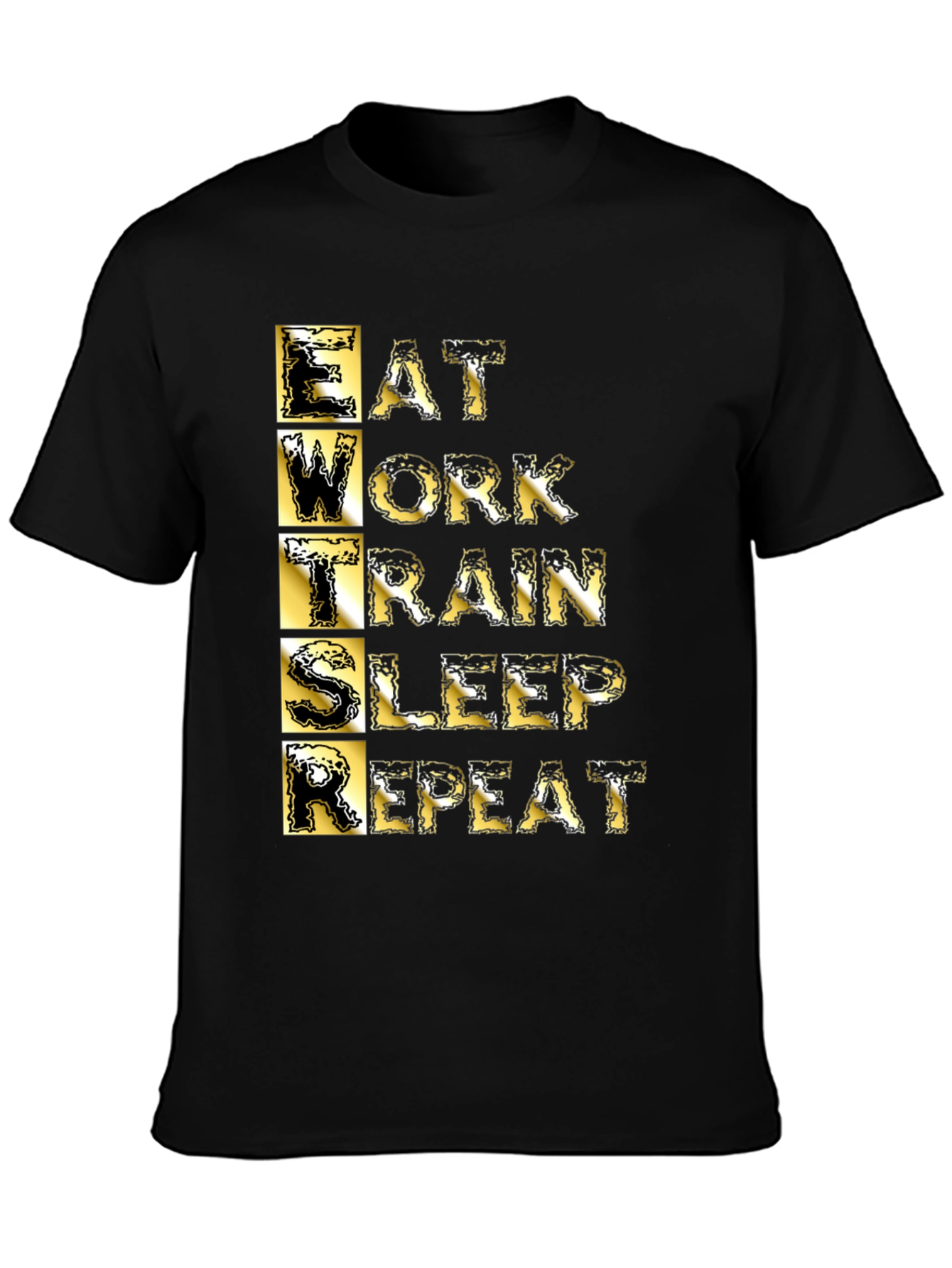 Eat Work Train Sleep Repeat Black Graphic T-Shirt