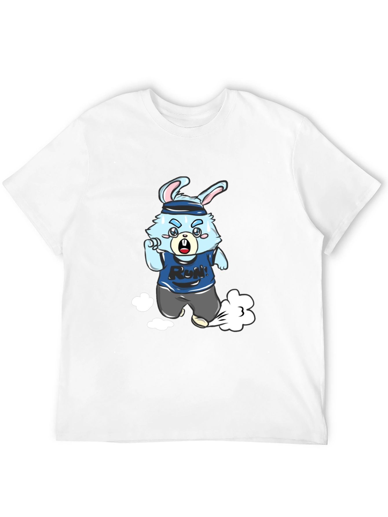 Running Rabbit Graphic Tee - Black Cotton Blend
