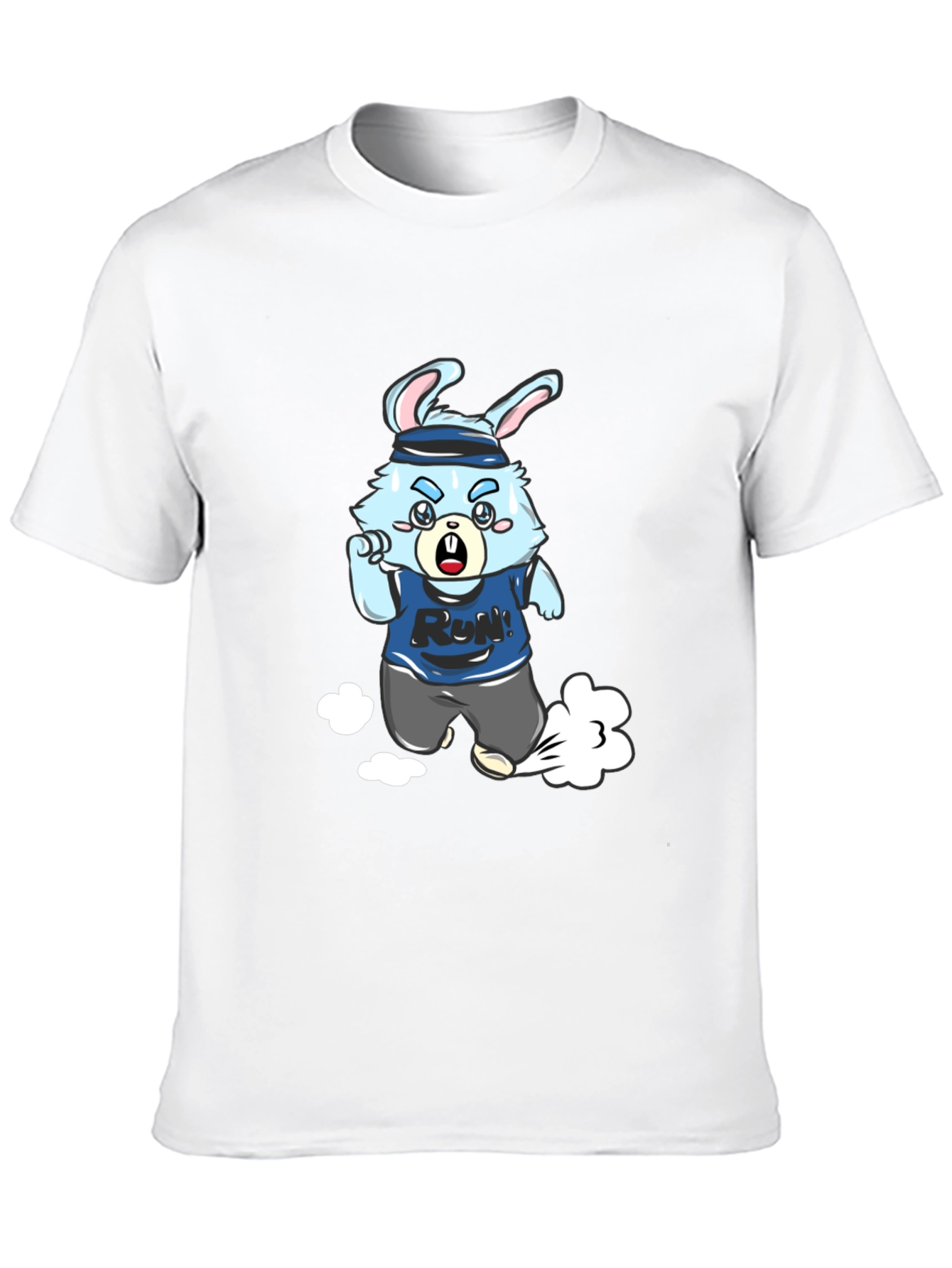 Running Rabbit Graphic Tee - Black Cotton Blend