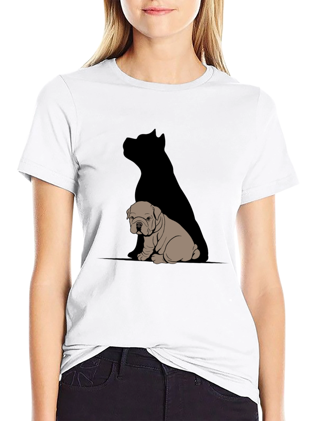 Bulldog & Shadow Graphic T-Shirt - Modern Casual Tee