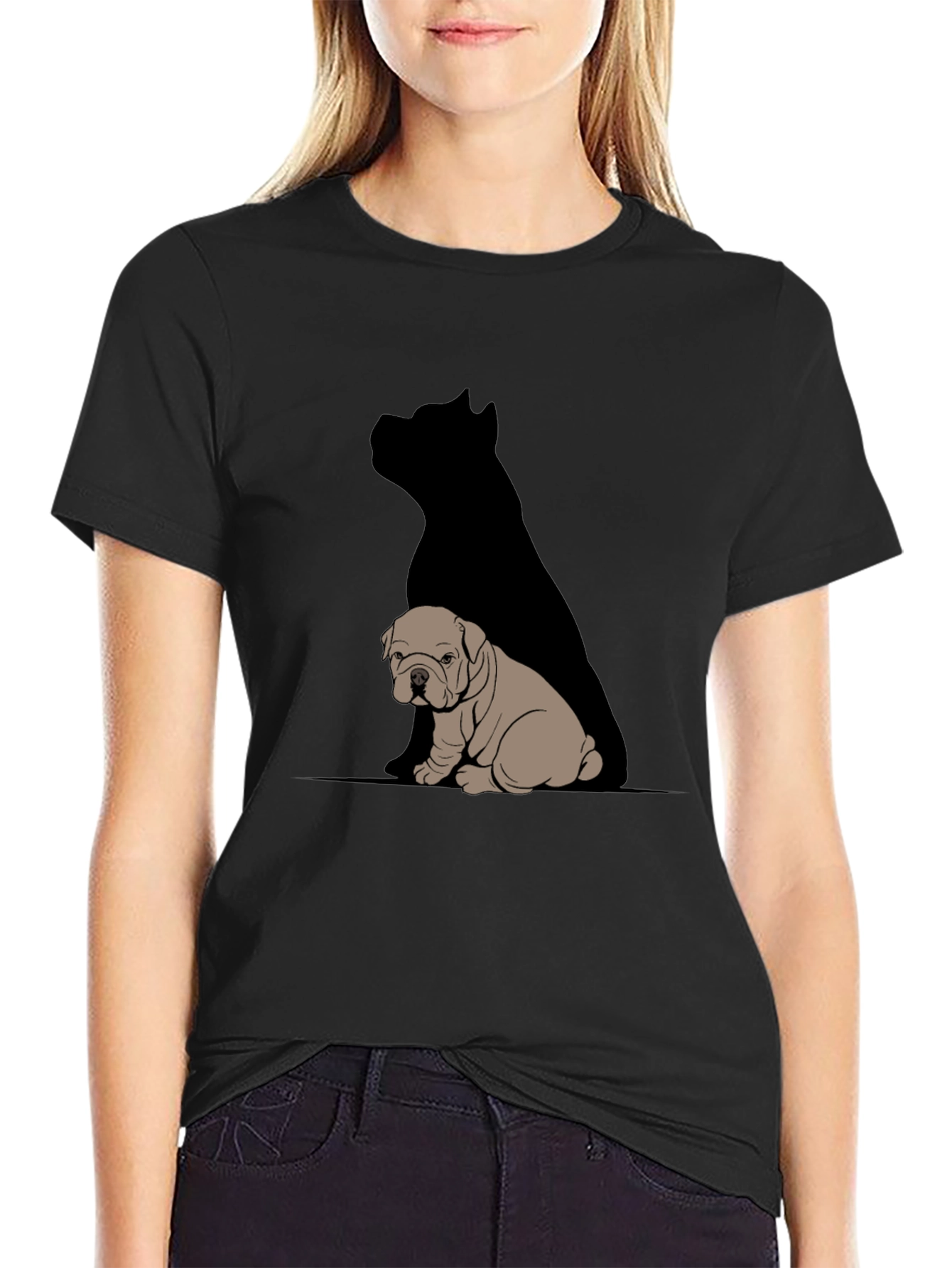 Bulldog & Shadow Graphic T-Shirt - Modern Casual Tee