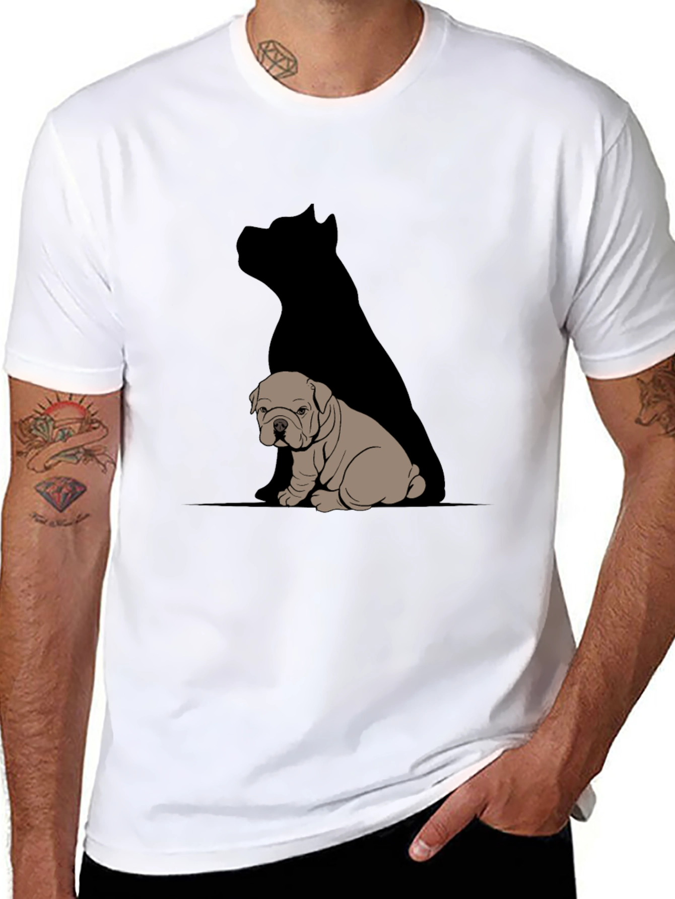 Bulldog & Shadow Graphic T-Shirt - Modern Casual Tee