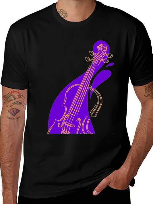 Abstract Violin Graphic Tee - Black