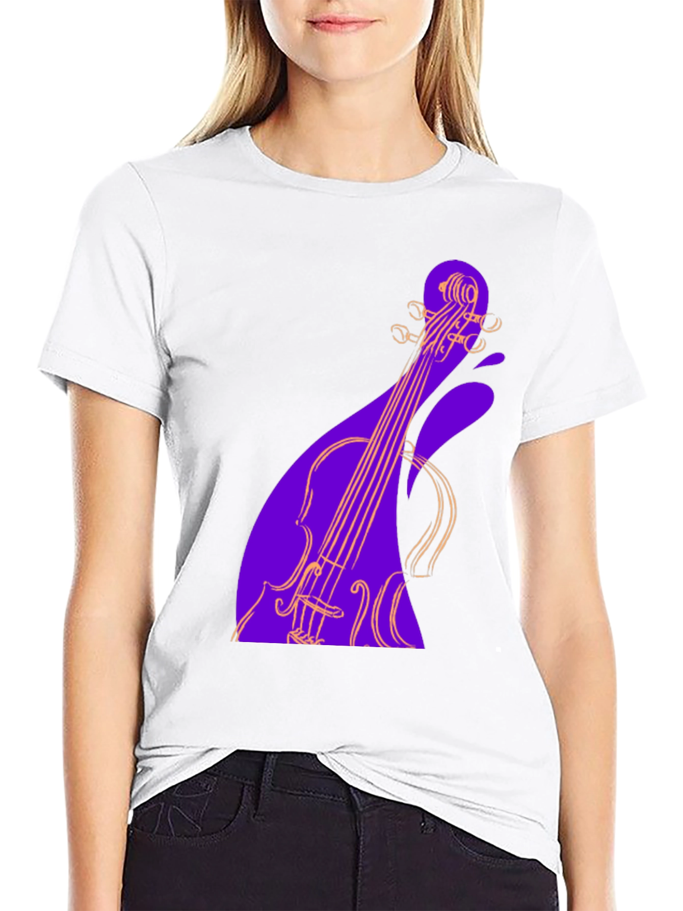 Abstract Violin Graphic Tee - Black