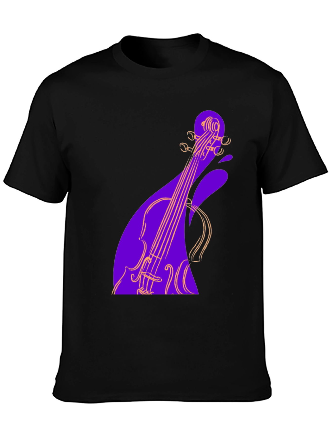 Abstract Violin Graphic Tee - Black