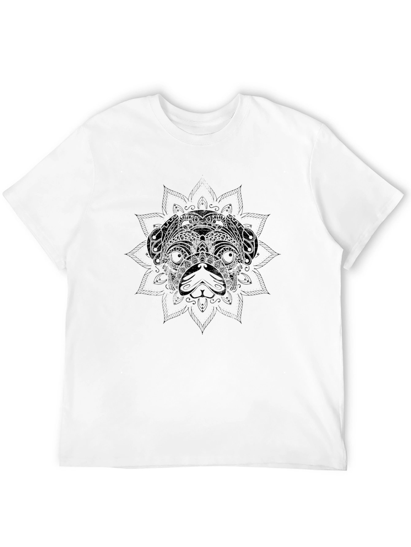 Pug Mandala Graphic Black T-Shirt