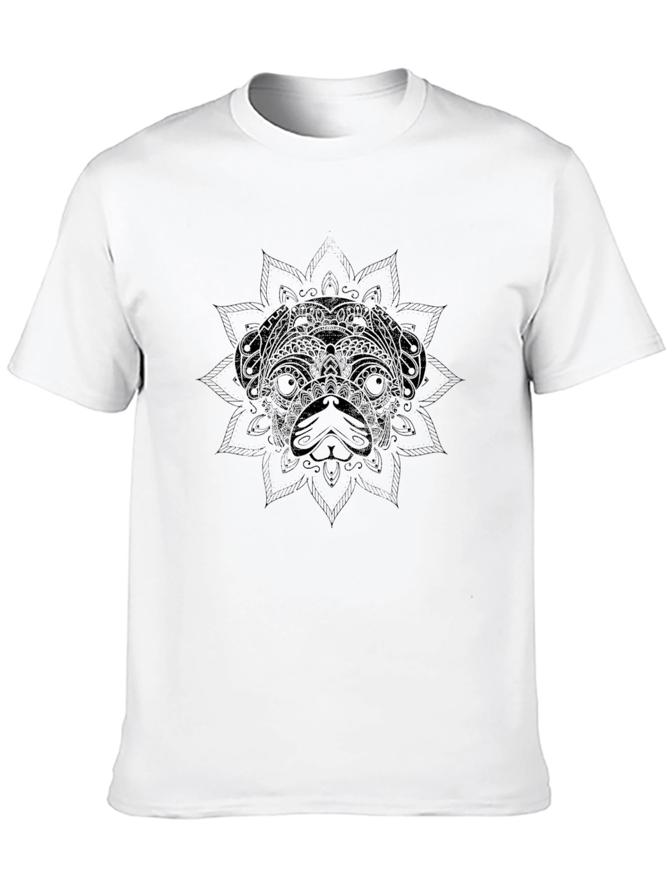 Pug Mandala Graphic Black T-Shirt