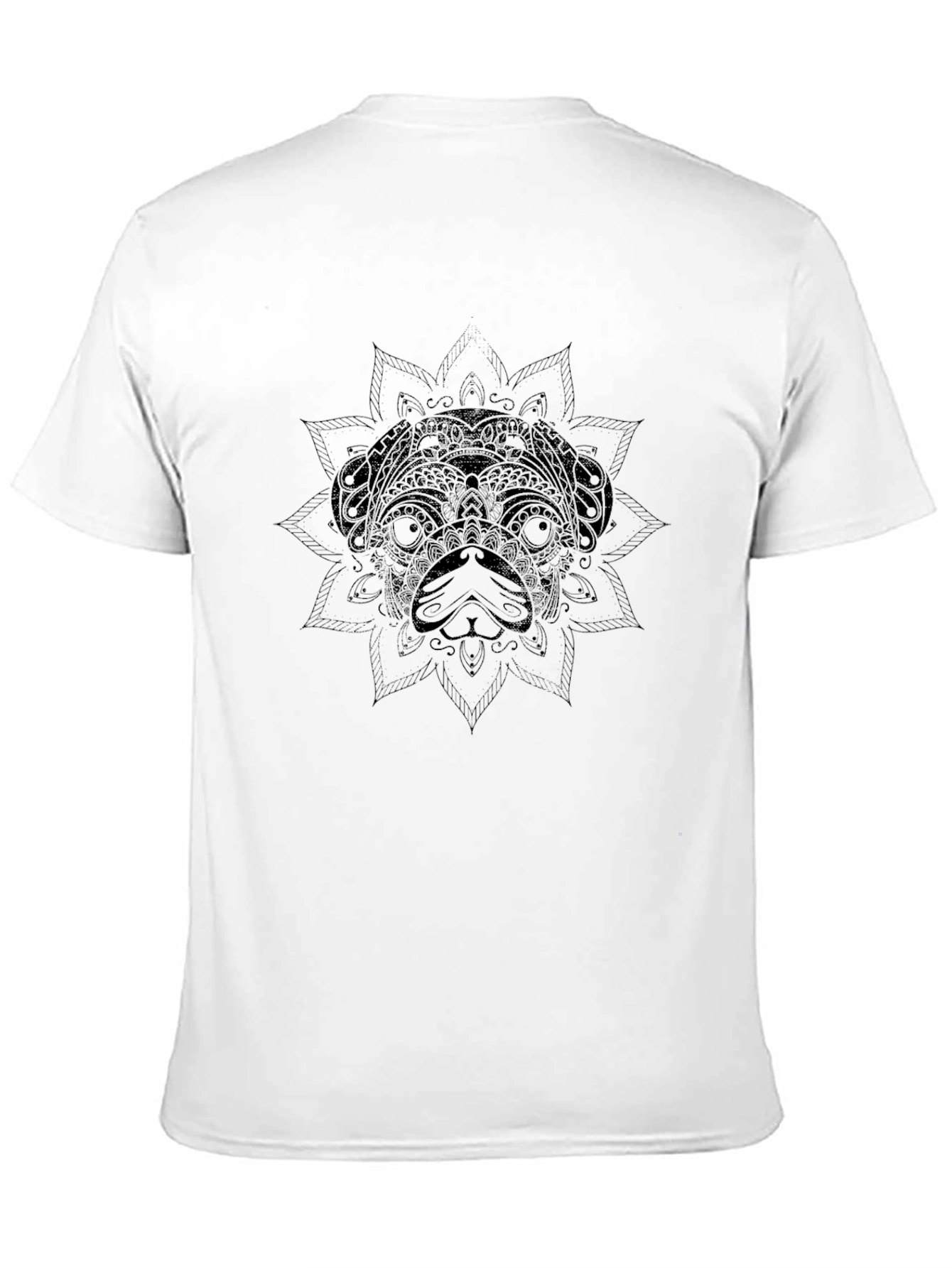 Pug Mandala Graphic Black T-Shirt