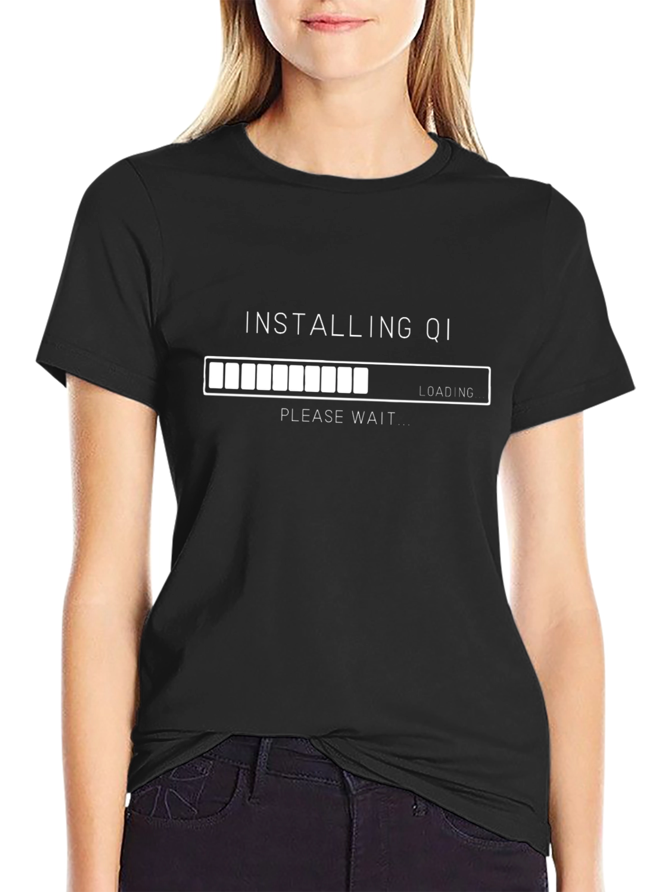 Installing Qi Black T-Shirt - Relax and Wait!