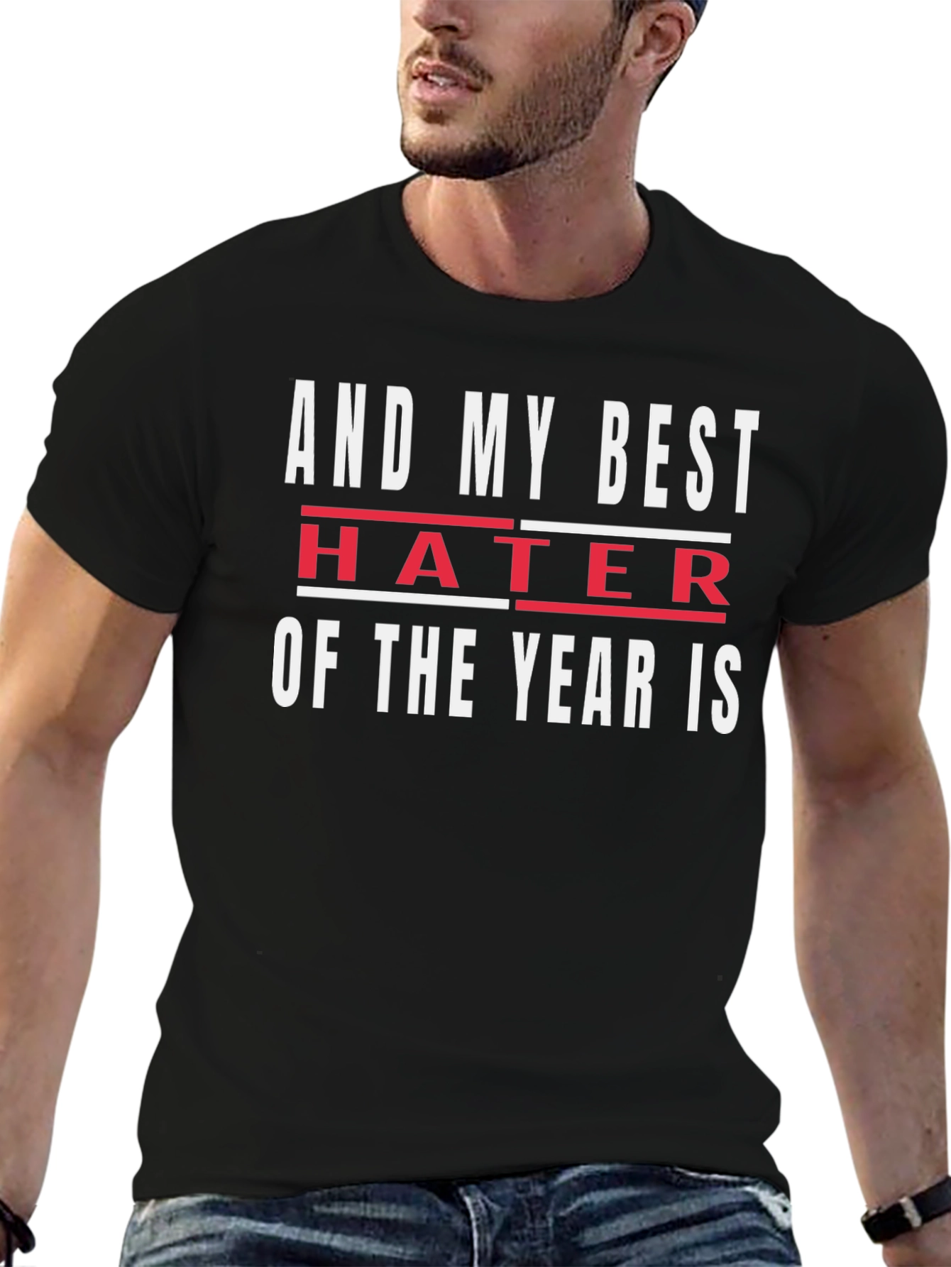 Funny Hater of the Year Black Graphic Tee