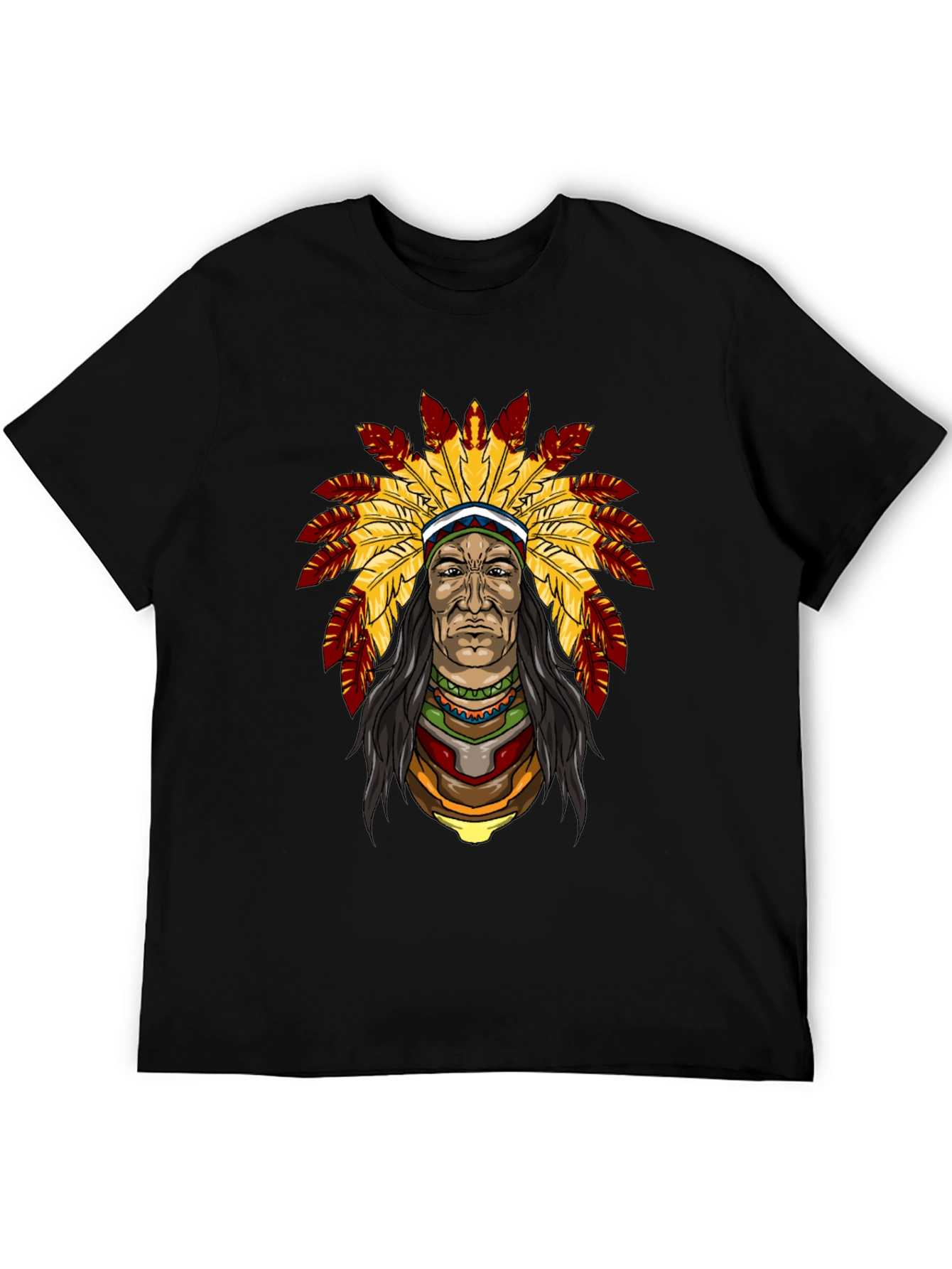 Native American Chief Graphic T-Shirt - Black