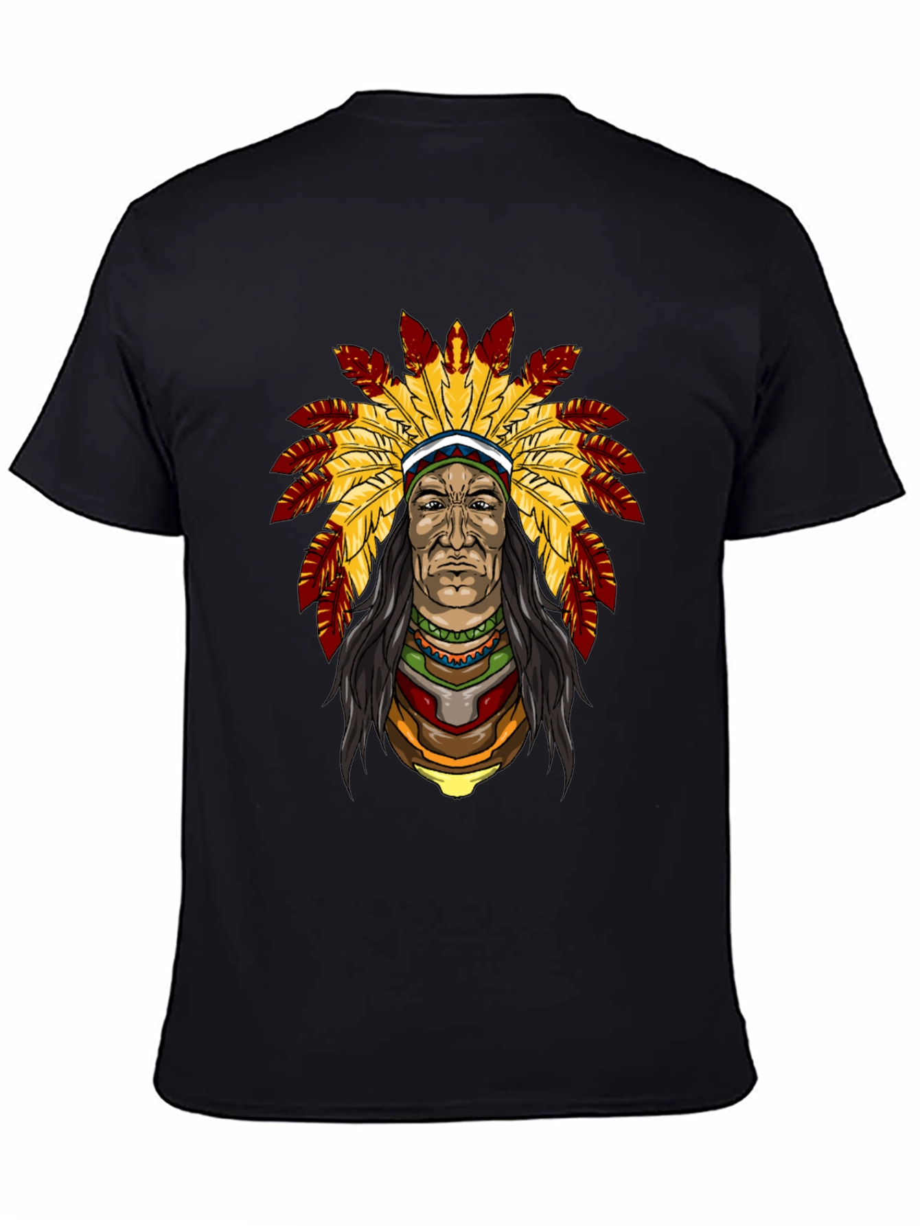 Native American Chief Graphic T-Shirt - Black