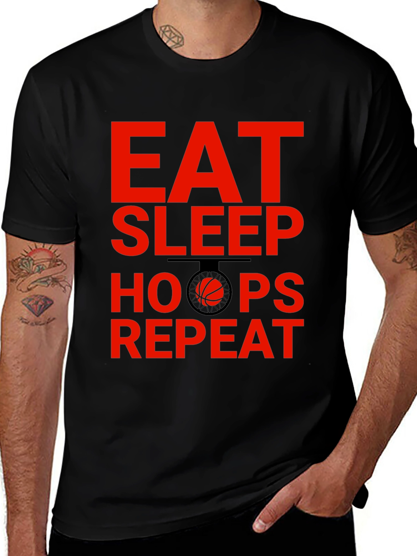 Eat Sleep Hoops Repeat Basketball Graphic Tee