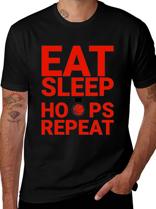Eat Sleep Hoops Repeat Basketball Graphic Tee