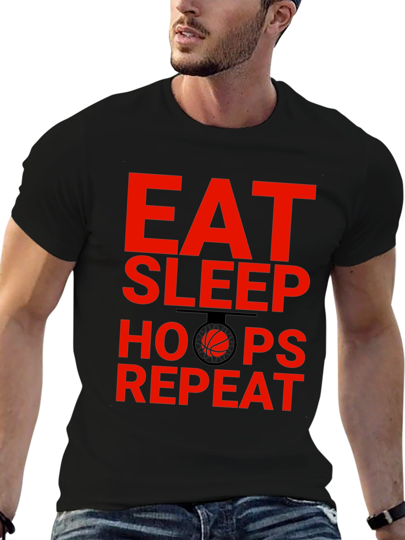 Eat Sleep Hoops Repeat Basketball Graphic Tee