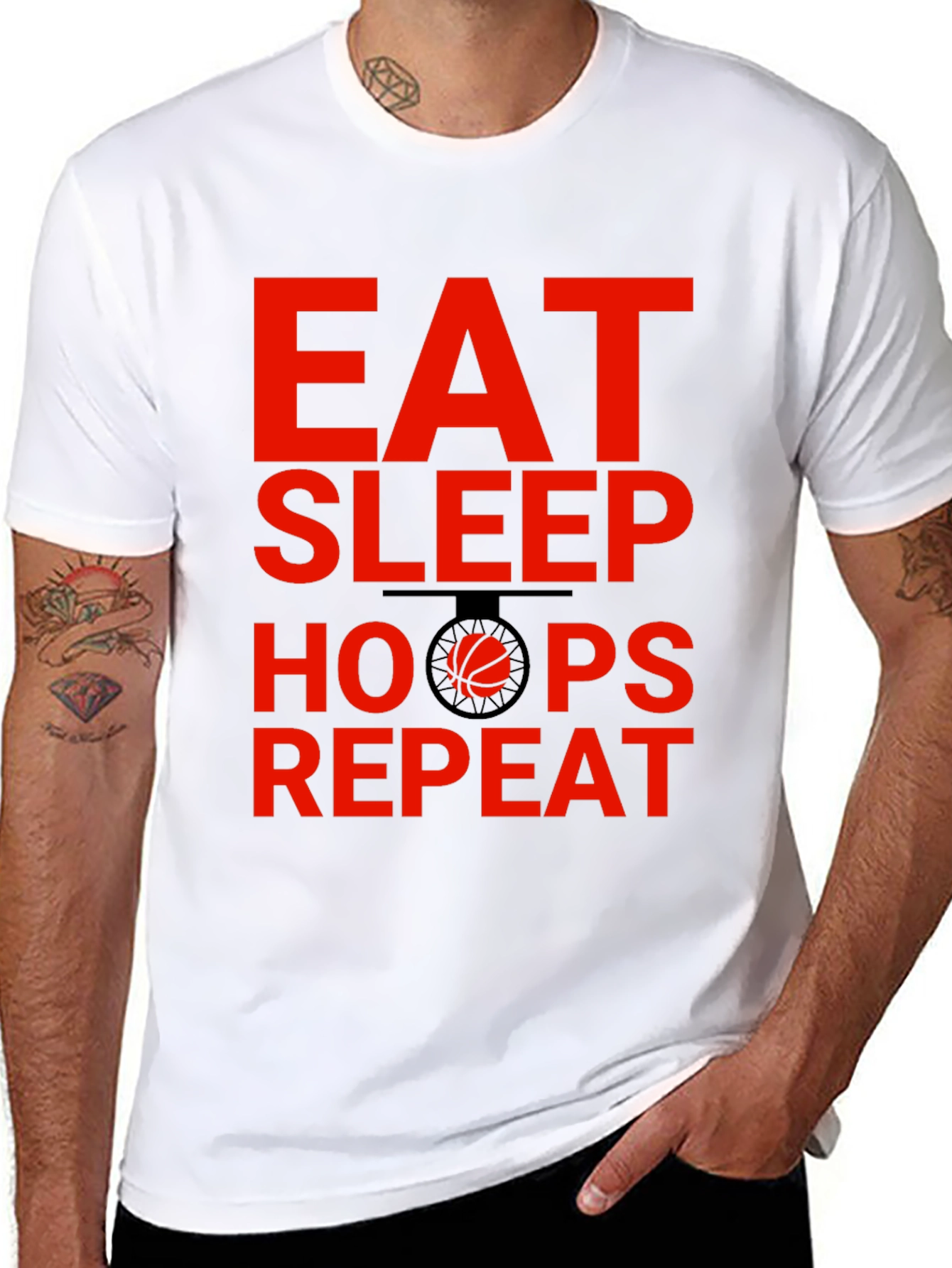Eat Sleep Hoops Repeat Basketball Graphic Tee