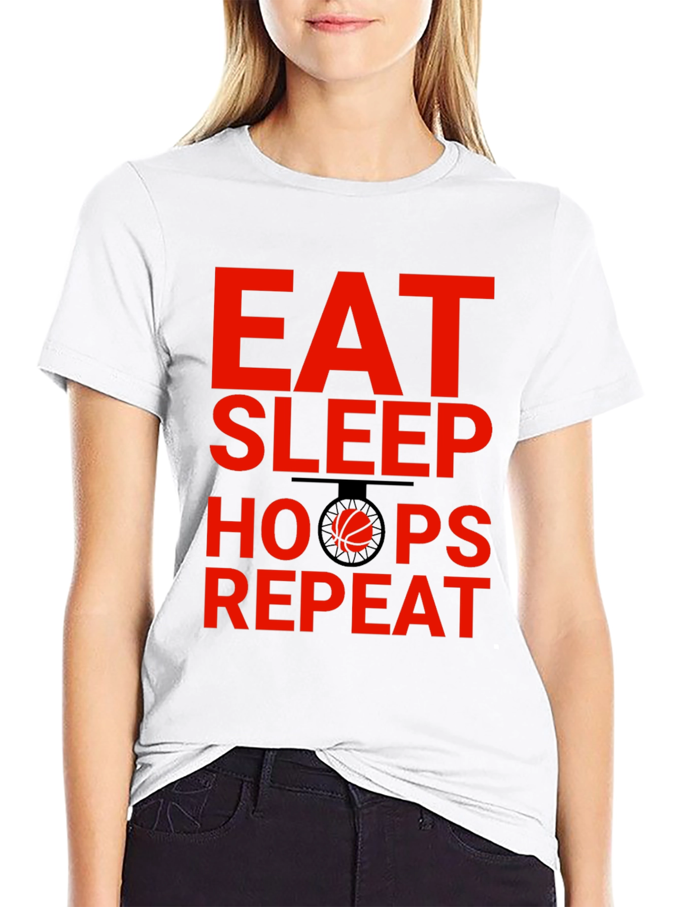Eat Sleep Hoops Repeat Basketball Graphic Tee