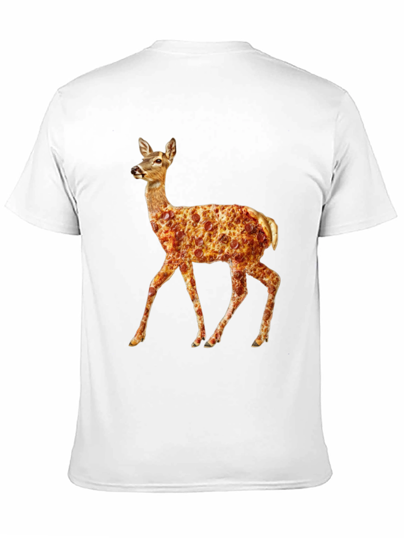 Pizza Deer Black T-Shirt - Novelty Graphic Tee