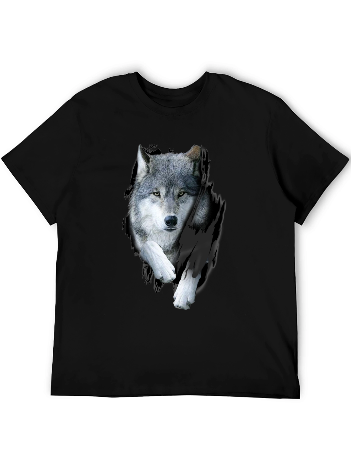 Wolf Graphic Print Black T-Shirt