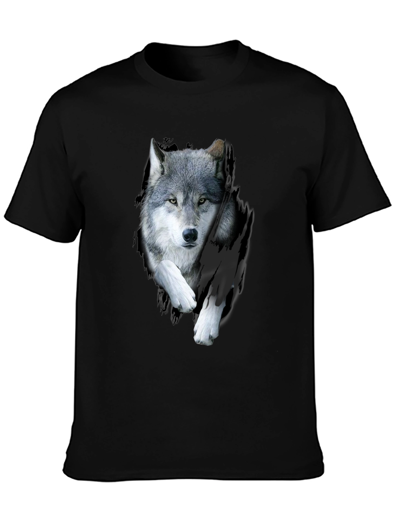 Wolf Graphic Print Black T-Shirt