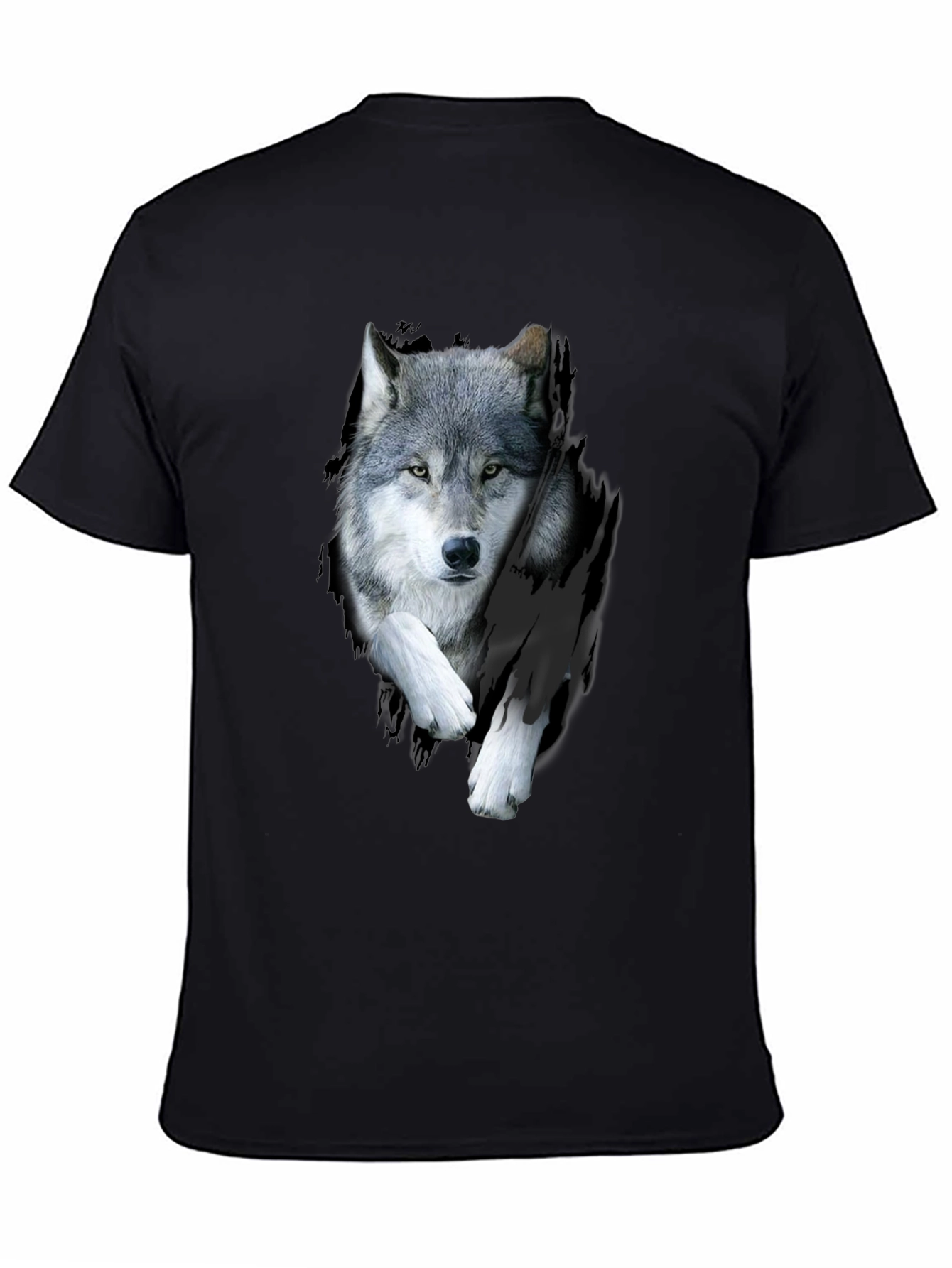 Wolf Graphic Print Black T-Shirt