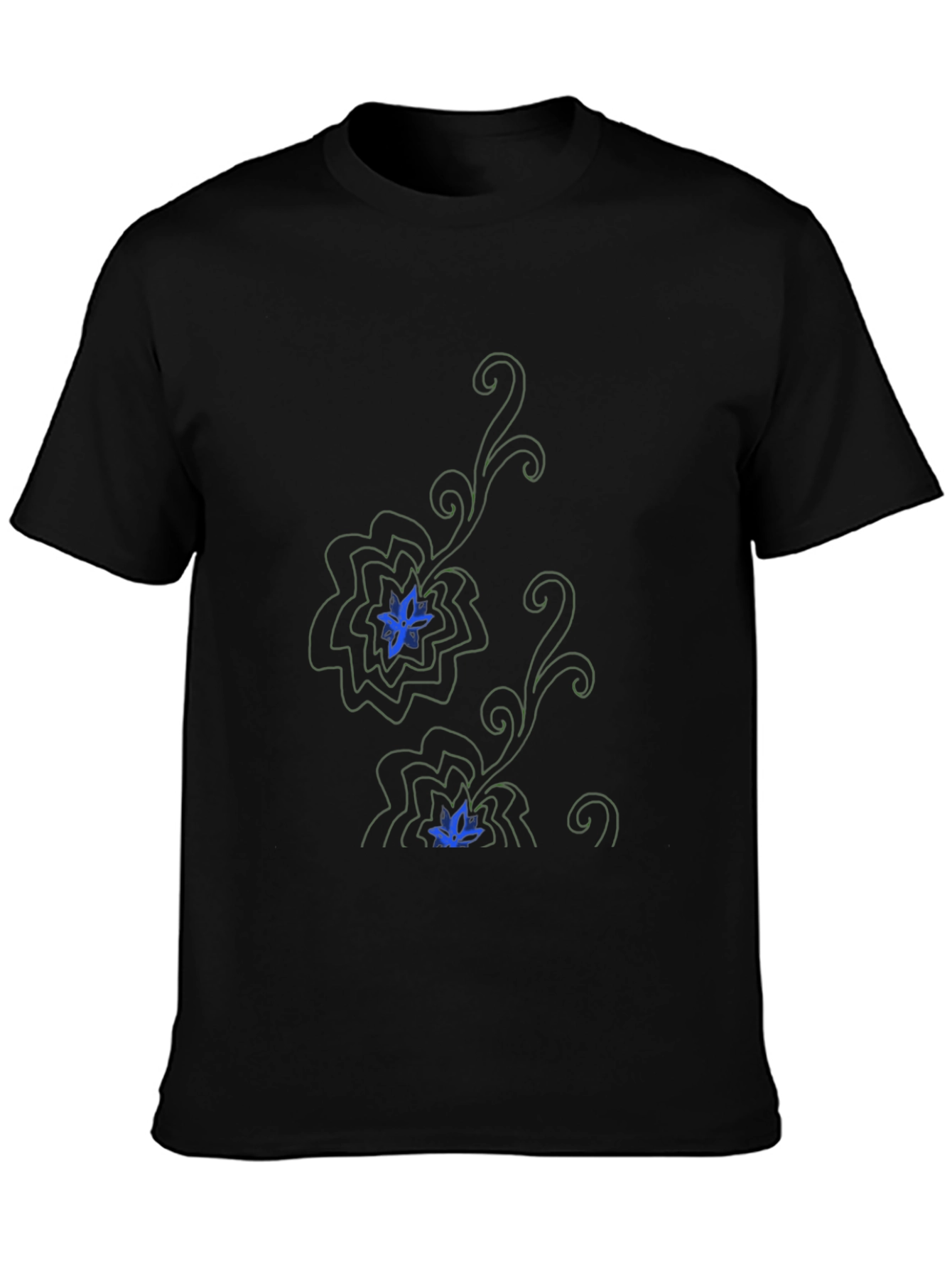 Elegant Black T-Shirt with Floral Design