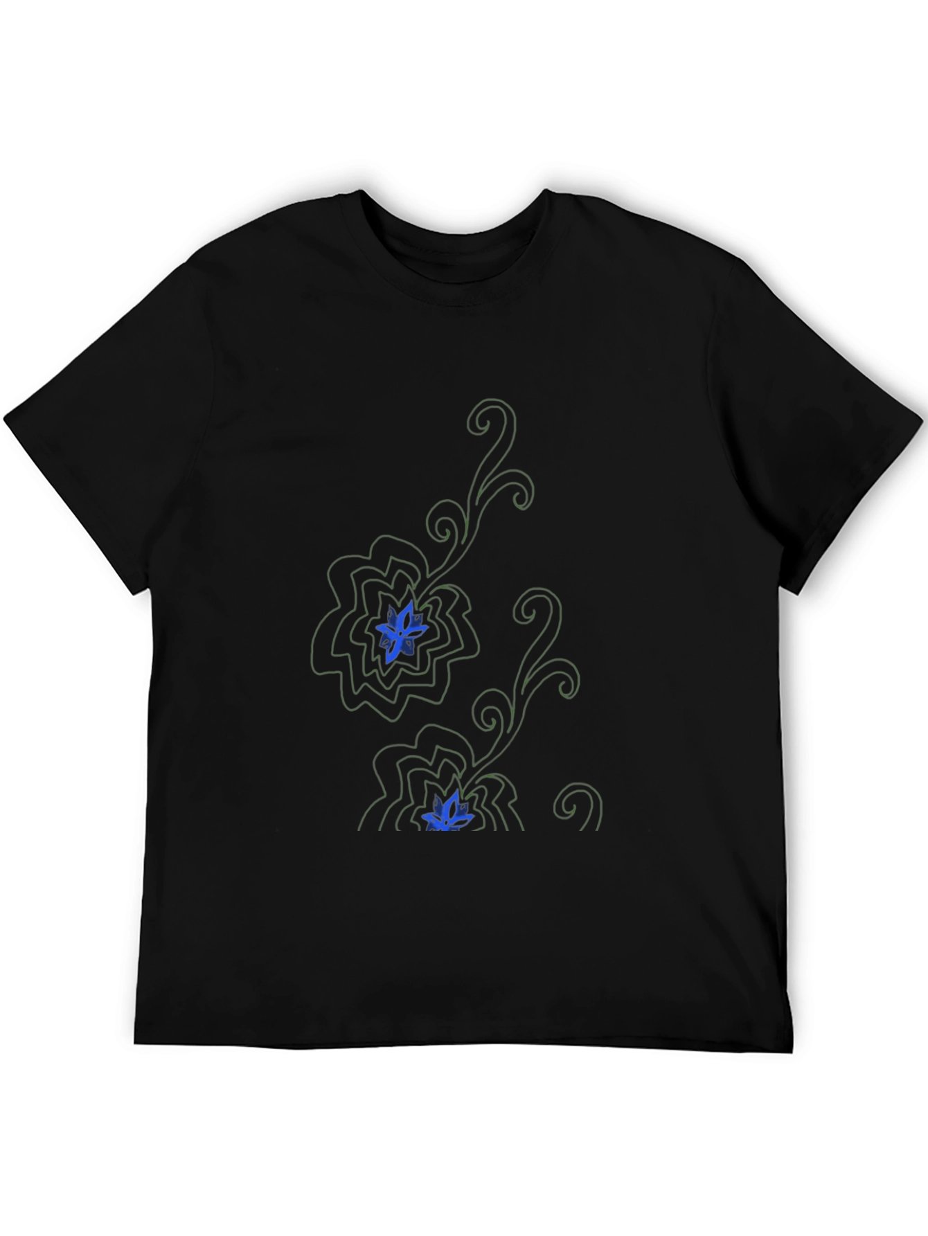Elegant Black T-Shirt with Floral Design
