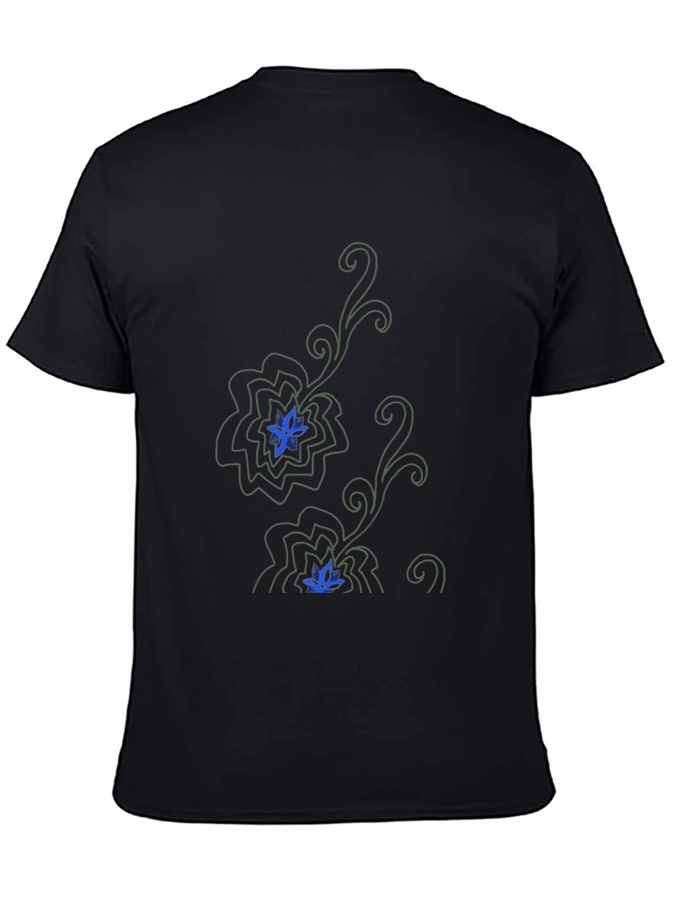 Elegant Black T-Shirt with Floral Design