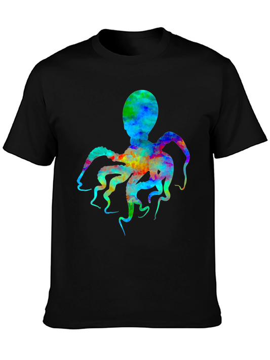 Vibrant Octopus Graphic Tee - Unique Watercolor Design