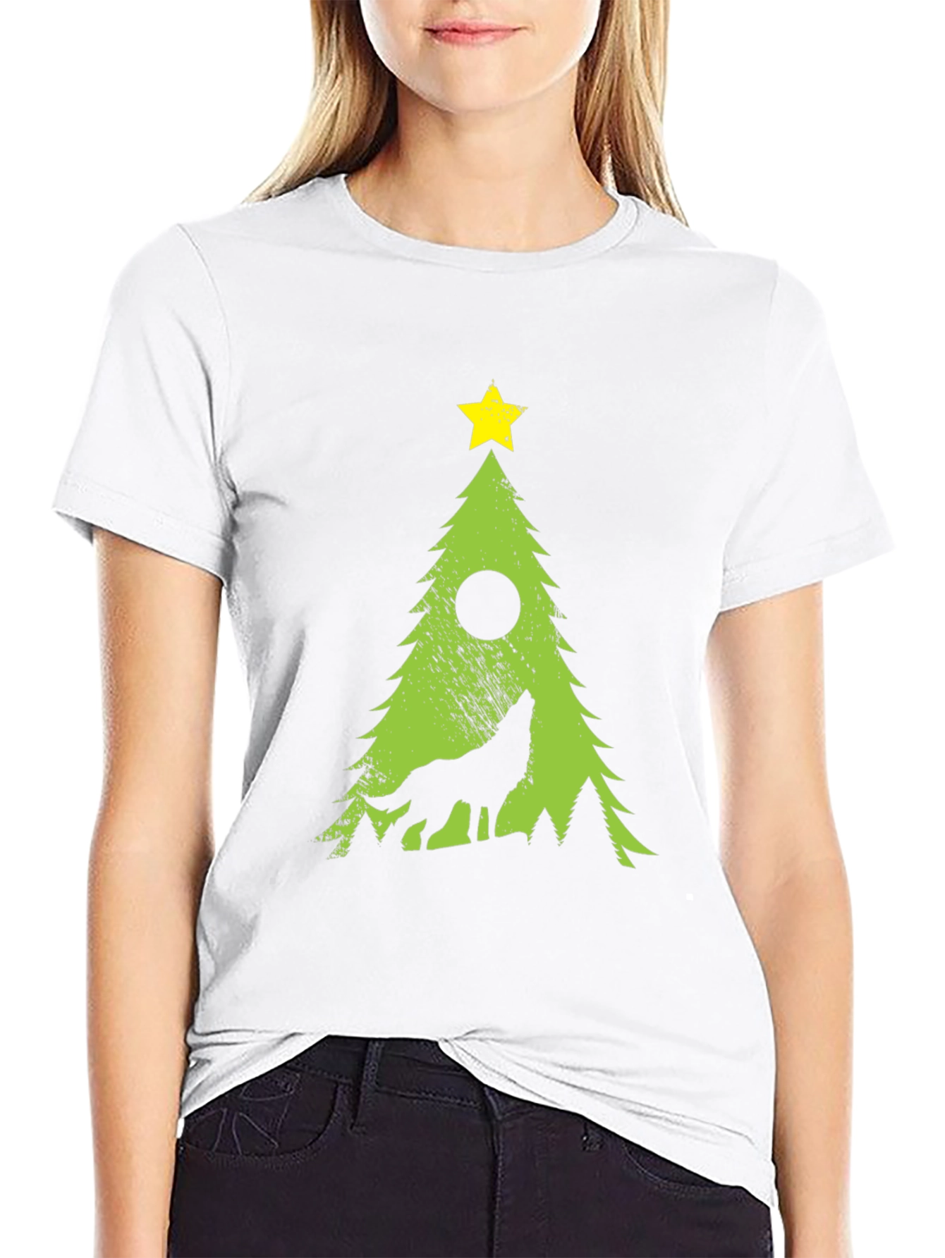 Wolf Christmas Tree Graphic Tee