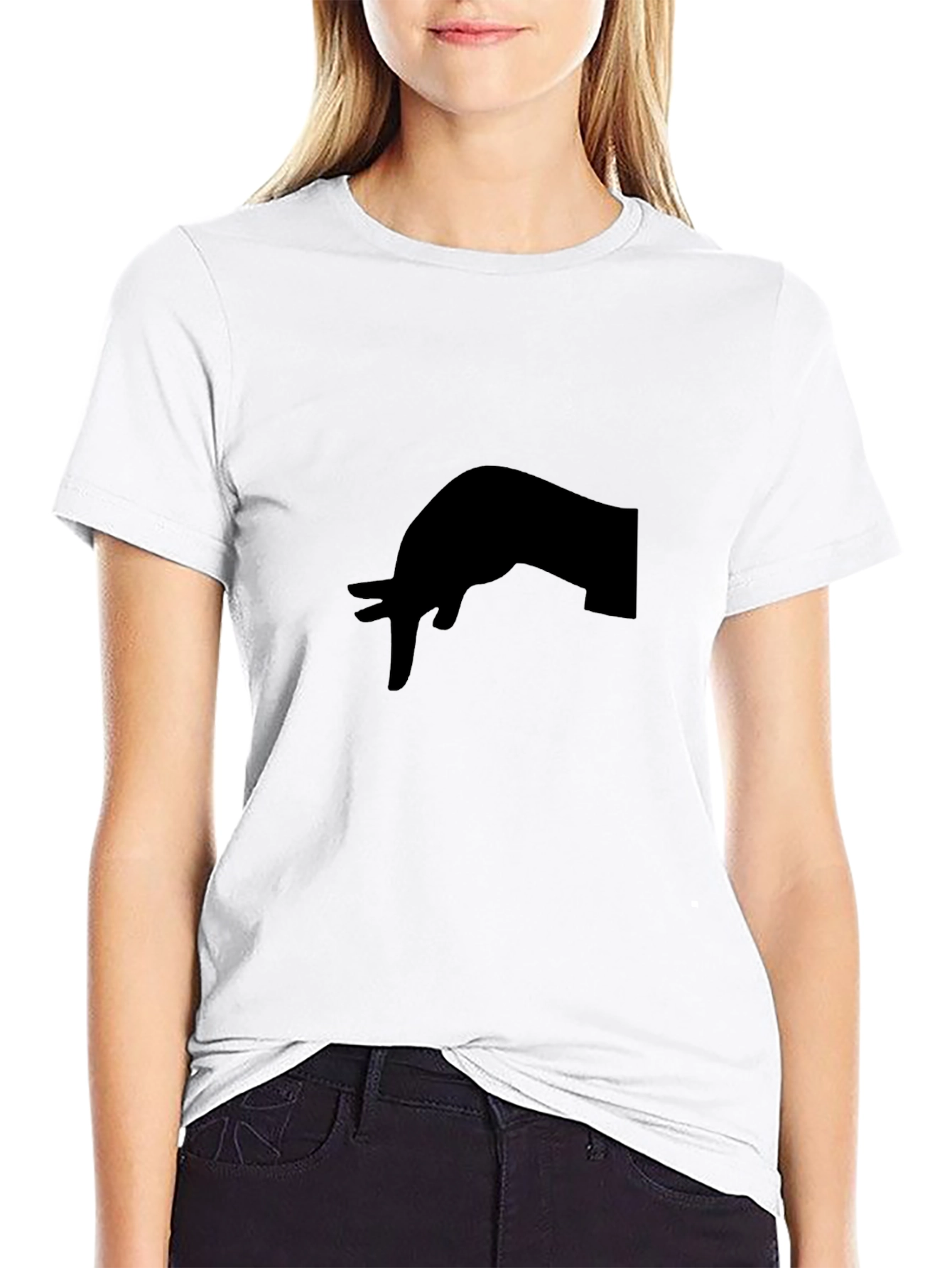 Stylish Black T-Shirt with Hand Gesture Design