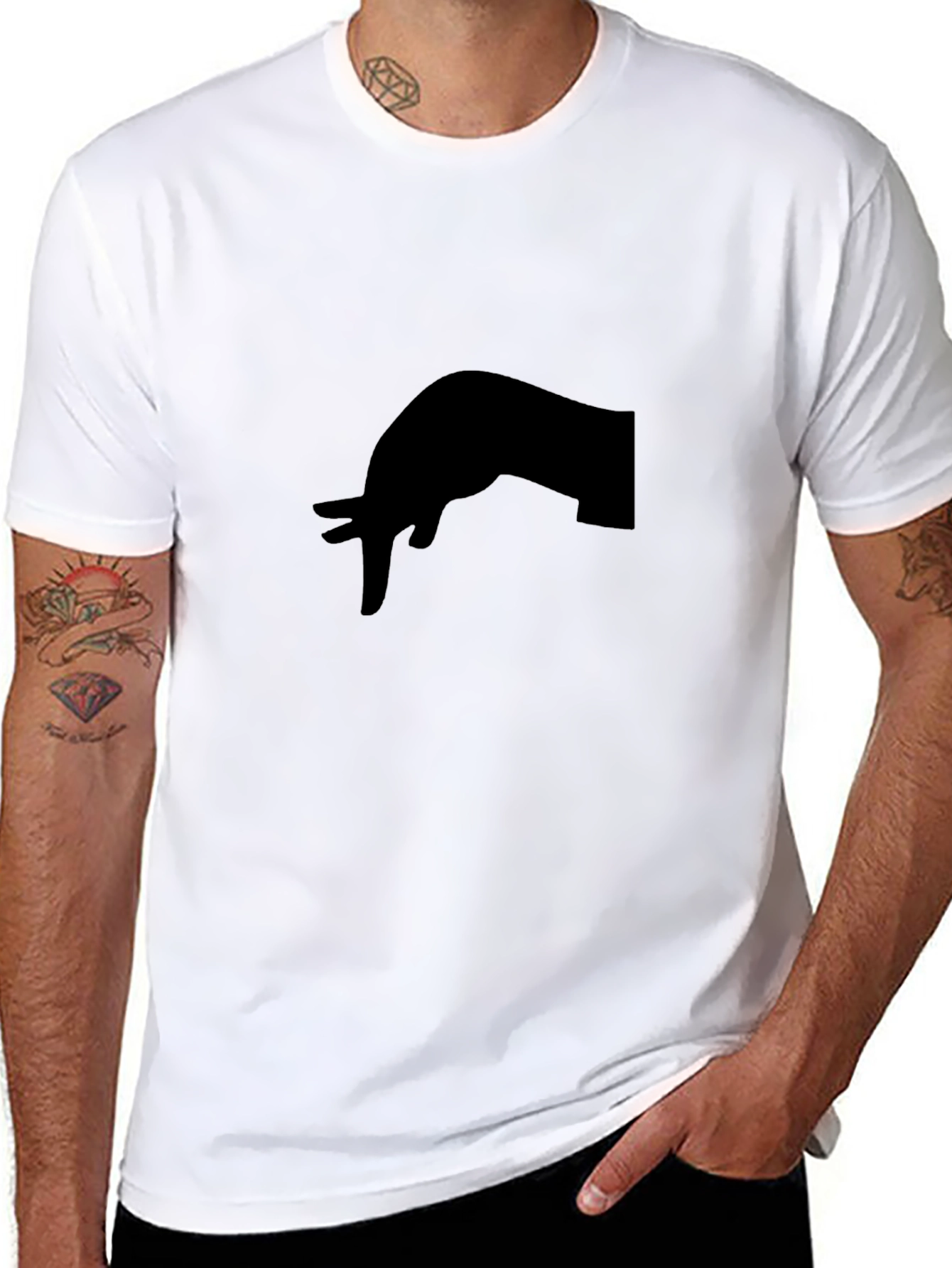 Stylish Black T-Shirt with Hand Gesture Design