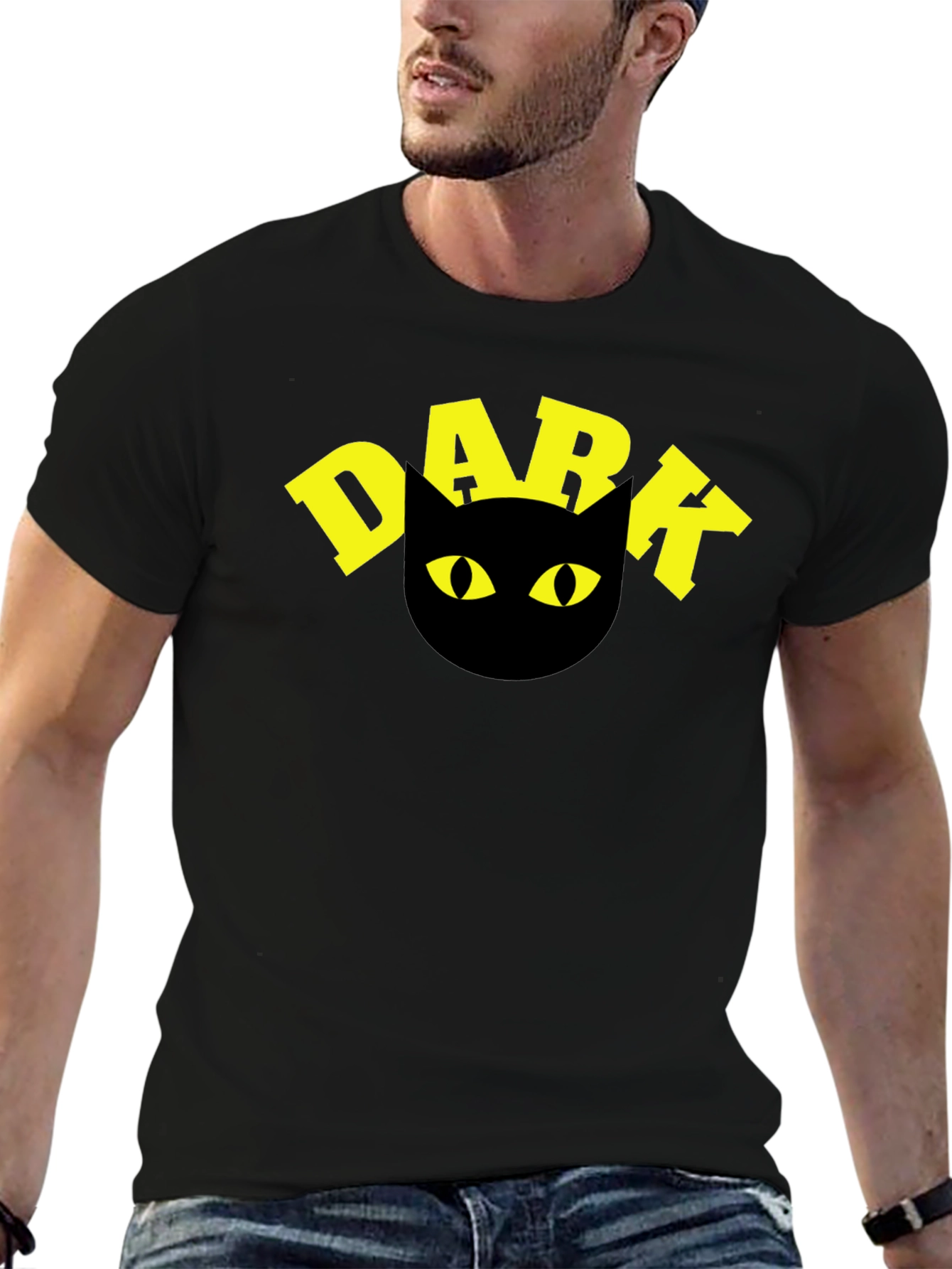 Dark Cat T-Shirt - Black Tee with Yellow Graphic
