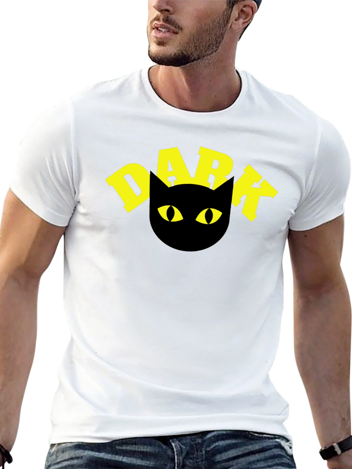 Dark Cat T-Shirt - Black Tee with Yellow Graphic