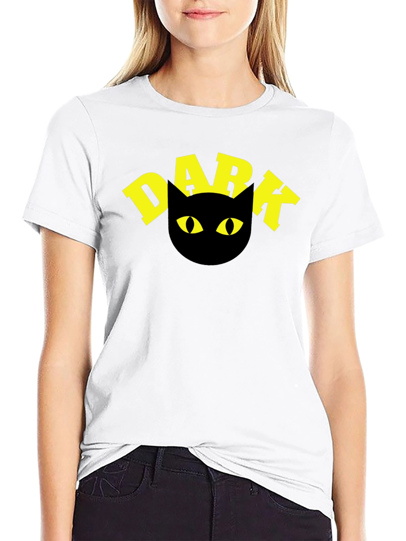 Dark Cat T-Shirt - Black Tee with Yellow Graphic