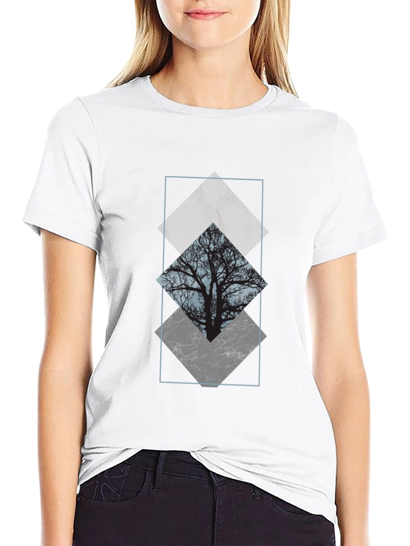 Abstract Tree Graphic Tee - Black