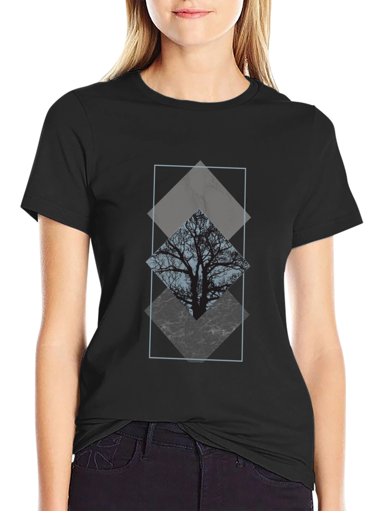 Abstract Tree Graphic Tee - Black