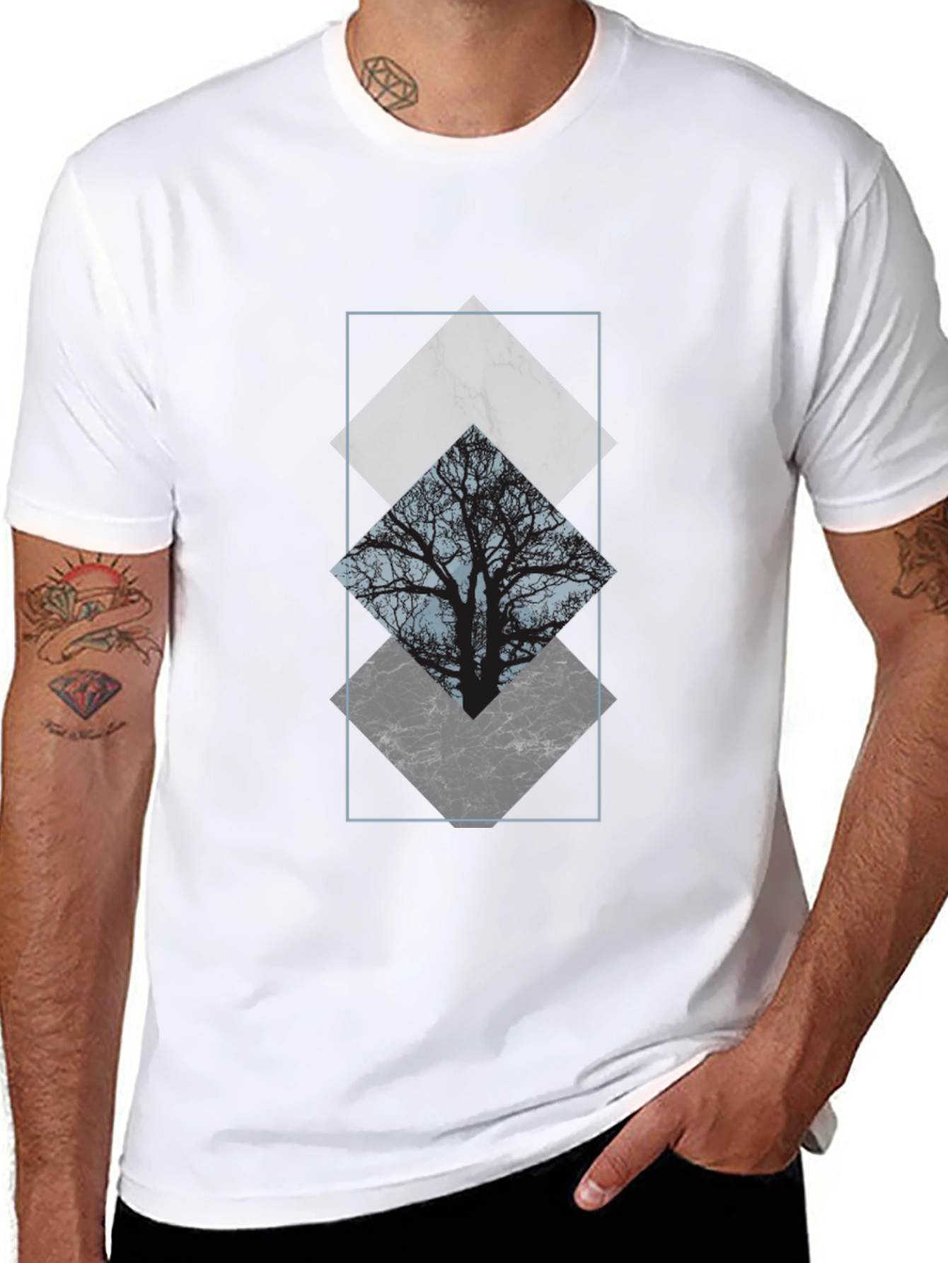 Abstract Tree Graphic Tee - Black