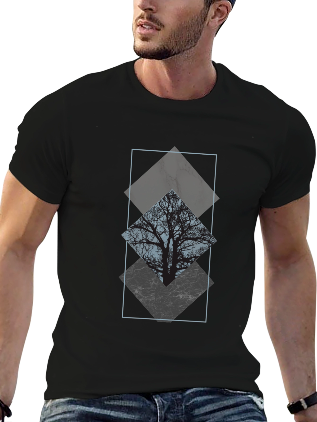 Abstract Tree Graphic Tee - Black