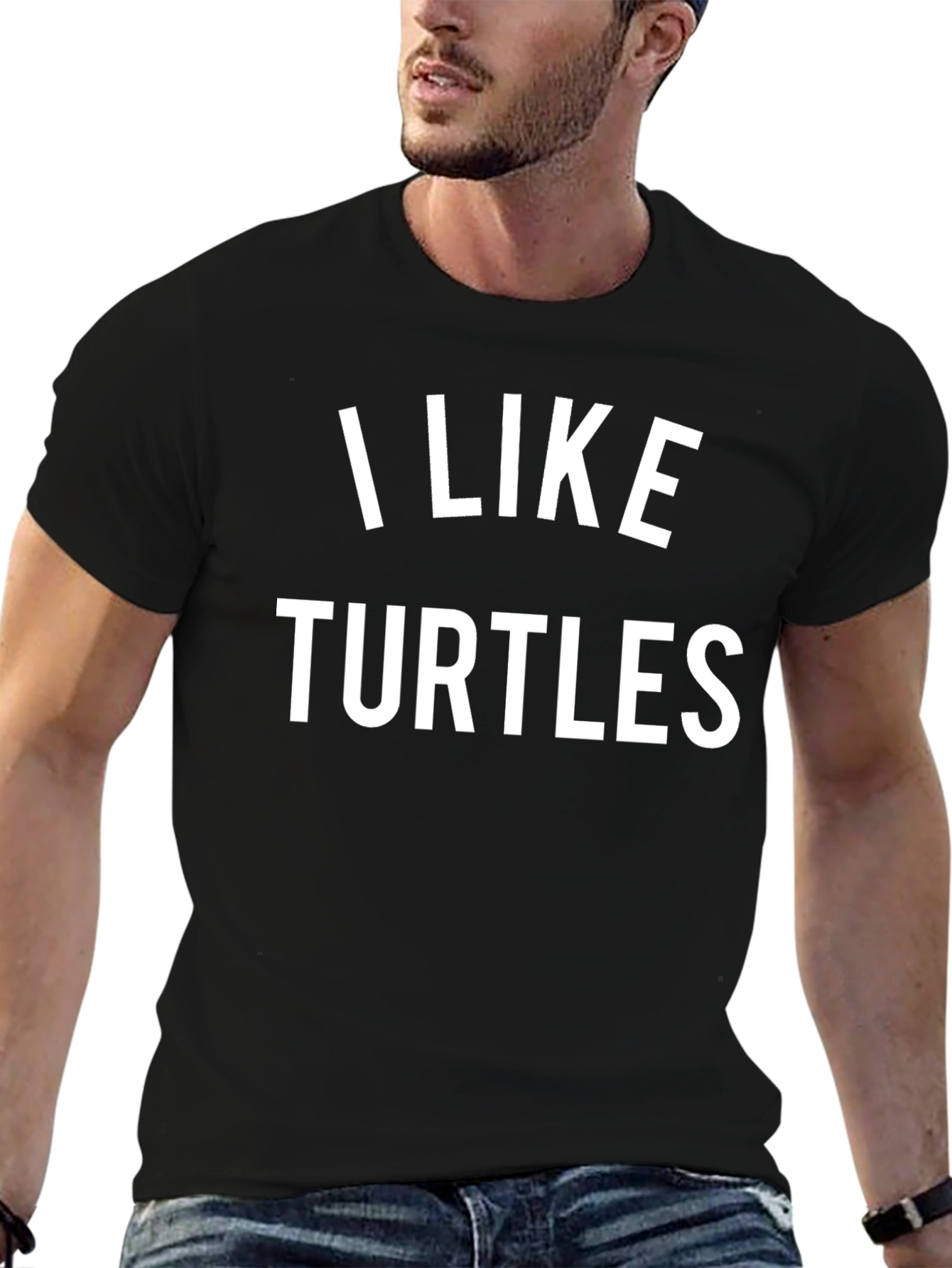 I Like Turtles Graphic Tee - Black Cotton T-Shirt