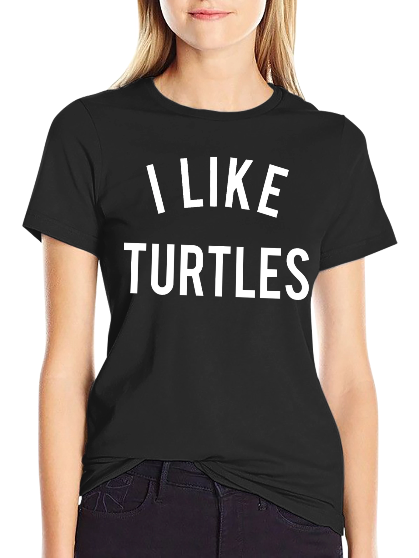 I Like Turtles Graphic Tee - Black Cotton T-Shirt