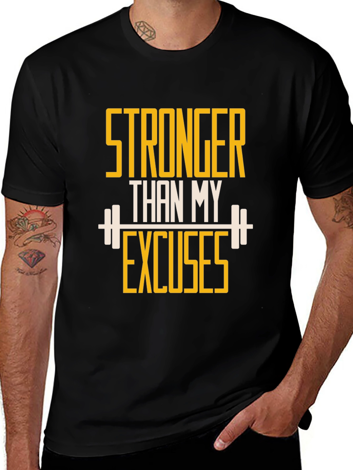 Stronger Than My Excuses Black Graphic Tee