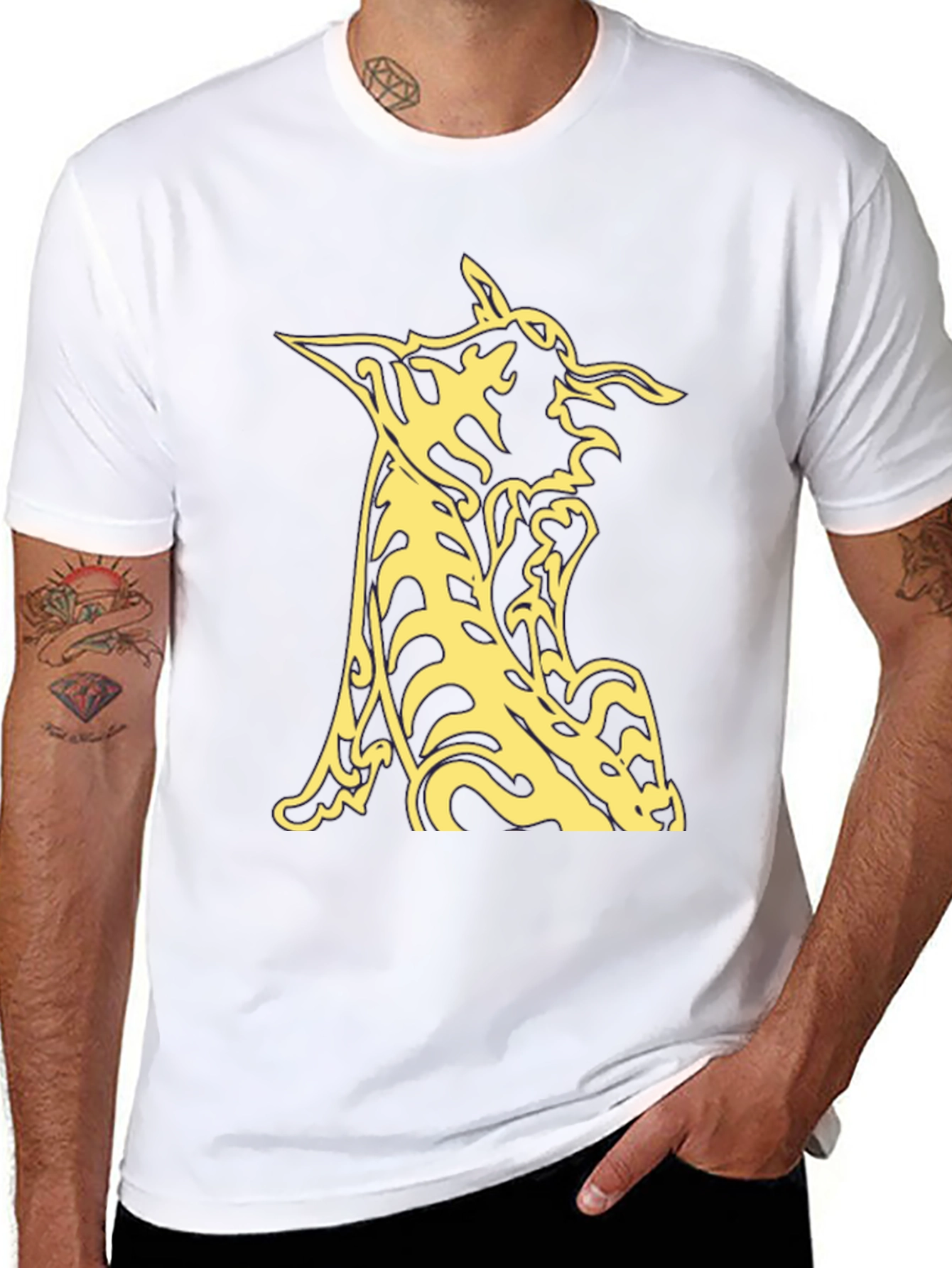 Black T-Shirt with Abstract Animal Graphic