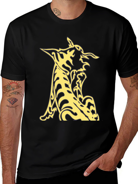 Black T-Shirt with Abstract Animal Graphic