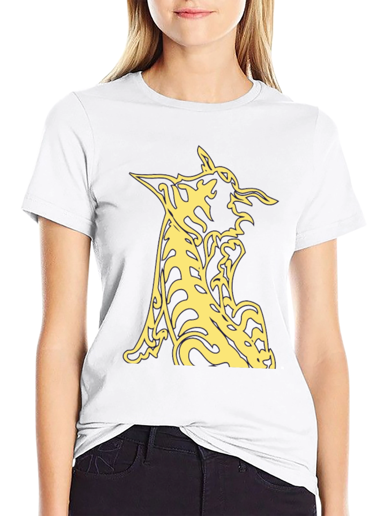 Black T-Shirt with Abstract Animal Graphic